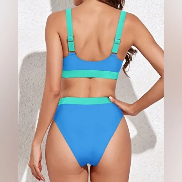 Tempt Me Women’s Blue and Green Bikini Set Sz L NWOT - Picture 3 of 7